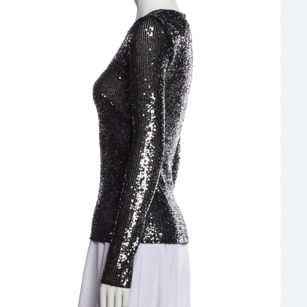 Michael Kors black sequin long sleeve t-shirt top XS 2-4 - Picture 2 of 9